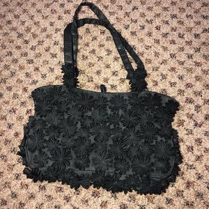 Black floral craft link purse